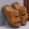 thumbnail image 3 of Dakaela 3-10 Years Toddler Kids Slides Sandals with Arch Support Boys Girls Infant Non Slip Cork Footbed Clogs with Hook and Loops Brown, 3 of 5