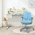 thumbnail image 3 of Infans Adjustable Height Kids Drafting Table Study Desk&Chair w/Bookshelf Blue, 3 of 7