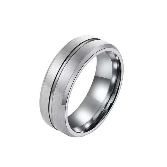 HIJONES Women Men's 8mm Tungsten Ring Couple Personalized Promise High Polished Band Ring Jewelry Comfort Fit Silver Size 10