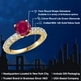 thumbnail image 2 of Gem Stone King 14K Yellow Gold Red Created Ruby and Lab Grown Diamond Engagement Ring for Women | 2.20 Cttw | Round 7MM | Gemstone July Birthstone | Size 5, 2 of 6