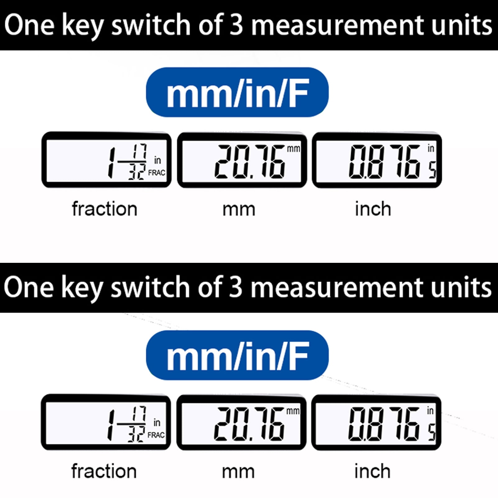 Elowen Electronic Caliper Electronic Digital Caliper Stainless Steel Slide Caliper Measuring Tool Electronic Micrometer Caliper with Large LCD Screen 3 Measurement Units Switchable