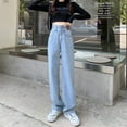 thumbnail image 4 of Vaqueros de pierna ancha para mujer, novedad de primavera y otoño, pantalones holgados de cintura alta de pierna recta, finos y pequeños, para verano, 2023, 4 of 5