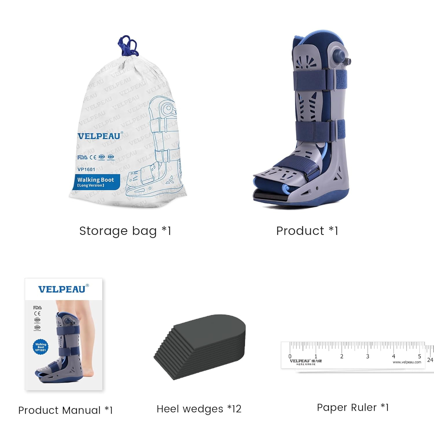 Tall Air Boot Tall CAM Boot,Orthopedic Walking Boot for Sprained Ankle with Air Pump ,Unisex Foot Brace for Injured Foot, Ankle Sprain, Broken Toe & Post Surgery(Small)