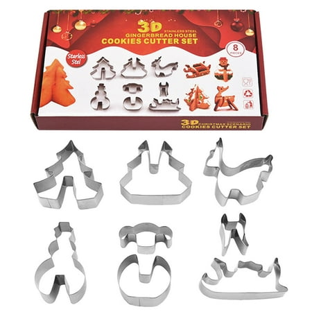 

Megawheels Gingerbread House Cookie Cutter | 8pcs Winter Christmas Cookie Cutter Set | Christmas Tree Snowman Reindeer Sled Cookie Stamp Set for Christmas Party Favors