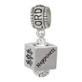 thumbnail image 1 of Delight Jewelry Silvertone Chinese Symbol Happiness Square Spinner Lord Guide Me Charm Bead, 1 of 4