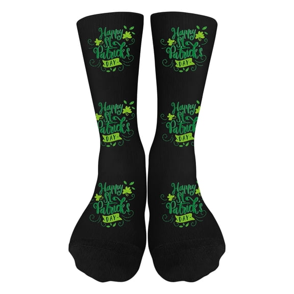XAOFW Kids Socks St. Patrick'S Day Green Four Leaf Clover Printed Novelty Crew Boys Girls Comfortable Stylish Holiday Vacation Sock