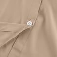 thumbnail image 4 of CIENVNSTG 2026 Women's Spring Fall Trendy Casual Lapel Button Down Shirt Lantern Puff Long Sleeve V Neck Loose Solid Plus Size Oversized Blouse Top Smooth Office Work Outfit Khaki M, 4 of 6