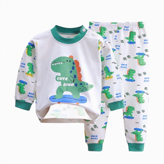 UAYOTSE Fall Boys Girls Pajamas Sets Winter Cotton Dinosaur Print Long Sleeve Pjs Sleepwear Kids Clothes Sets for 2t 3t 4t 5t 6t 7t 8t ,Sizes 3-4 Years