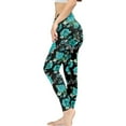 thumbnail image 3 of DISNIMO Flowers Printed High Waisted Yoga Pants Tummy Control, Stretch Yoga Pants Leggings for Women, Breathable Workout Leggings for Yoga Gym, Black and Blue, 2XL, 3 of 6