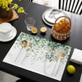 thumbnail image 3 of Eucalyptus Leaves Placemats Set of 6, Spring Summer Watercolor Botanical Placemats for Dining Table, Place Mats for Kitchen Tabletop, Waterproof Wipeable Dining Table Mats Set, 3 of 9