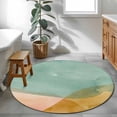 thumbnail image 3 of Summer Beach Round Area Rug 3Ft Washable Small Circle Rugs for Kitchen Entryway, Ocean Teal Pink Yellow Graident Non-Slip Carpet Floor Mats Indoor Outdoor Carpet Runner Aesthetic Home Decor, 3 of 8