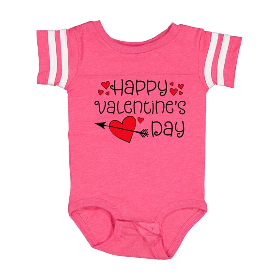 Inktastic Happy Valentines Day Red Hearts and Arrow Boys or Girls Baby Bodysuit