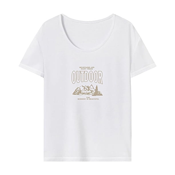Camiseta para mujer Ropa deportiva de verano Tops de verano para acampar Caminar Viajes Vacaciones SG