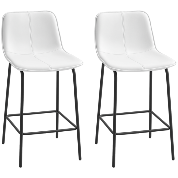 HOMCOM Bar Stools Set of 2, Microfiber Cloth Upholstered Bar Chairs