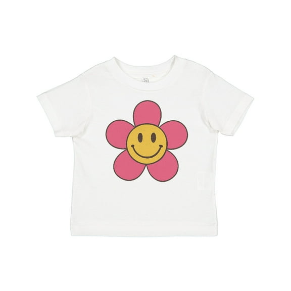 Inktastic Smiley Face Flower Cute Pink and Yellow Boys or Girls Baby T-Shirt