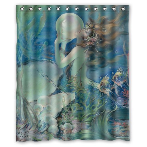 Ganma Vintage Mermaid Shower Curtain Polyester Fabric Bathroom Shower Curtain 60x72 inches