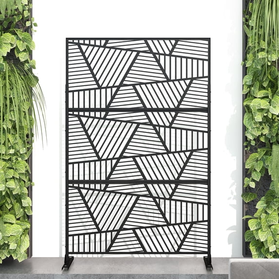 Neutypechic Privacy Screen Freestanding Room Divider Outdoor Privacy Metal Fence Panel Series Black 6.3 ft. H X 4 ft. W