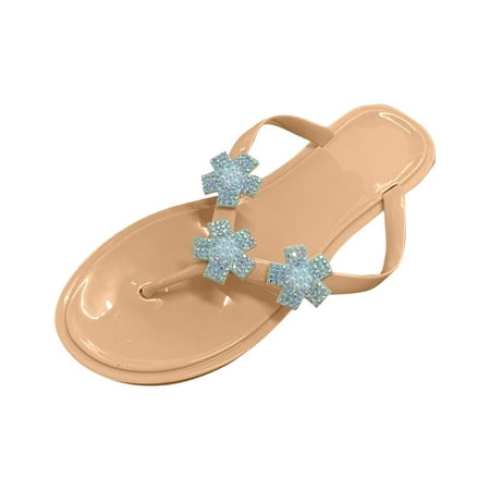 

FAVIPTSandals for Women Flat Women s Ladies Crystal Butterfly Flip Flops Sandals Rhinestone Weave Casual Beach Travel Shoes Flip Flops for Women Summer Casual Sandals with Arch Support