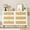 White, variant on Rattan 6 Drawer Dresser, 42.5'' Modern Chest of Drawers with Gold Legs and Handles, Boho Wide Double Dresser with Large Tabletop and Anti-Tipping Design for Bedroom, Living Room, Black
