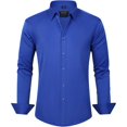 thumbnail image 1 of J.VER Camisas de vestir para hombre, camisa formal de manga larga, elástica, sin arrugas, informal, con botones, 1 of 4