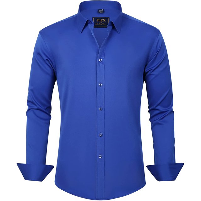 J.VER Camisas de vestir para hombre, camisa formal de manga larga, elástica, sin arrugas, informal, con botones