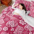 thumbnail image 4 of jejeloiu Romantic Paisley 7pcs Queen Bedding For Men Women,Delicate Print Bedding Comforter Set Queen,Magenta White,Reversible, 4 of 7