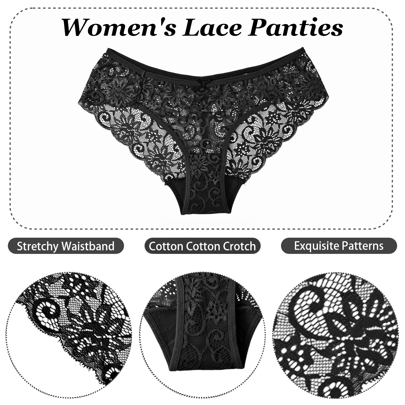 Sunm Boutique Women's Lace Cheeky Panties, 6-Pack photo 4