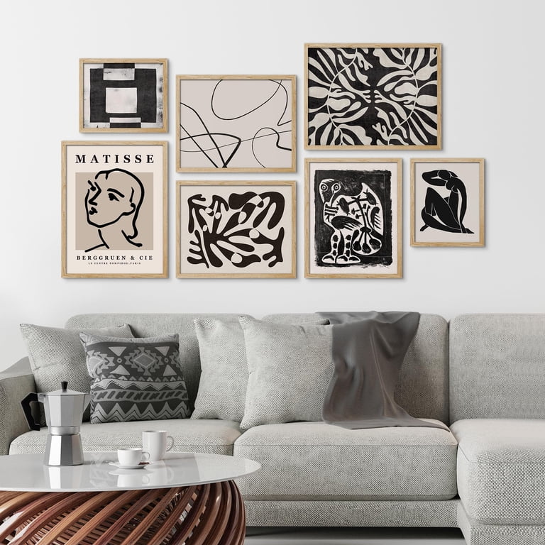 PixonSign Framed Canvas Print Wall Art Set - Black & White Faces