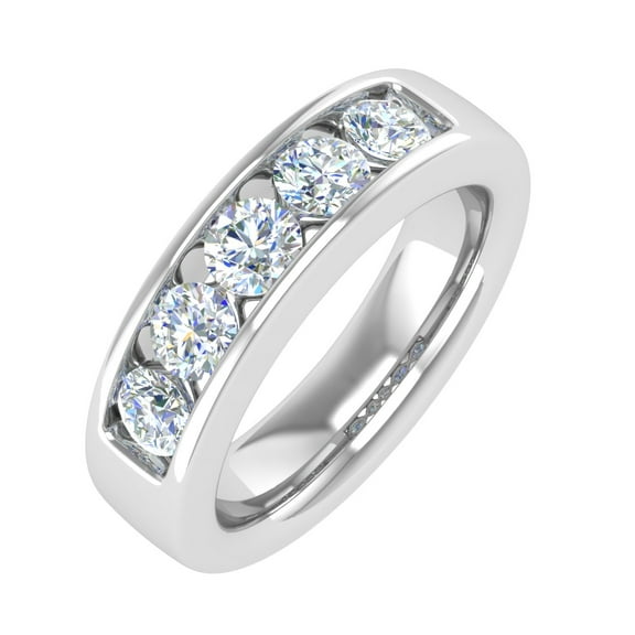 1 Carat (ctw) 5-Stone Channel Set Diamond Wedding Band Ring in 14K White Gold (Ring Size 7.25)