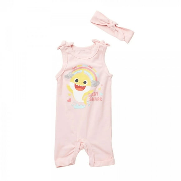 Baby Shark Barboteuse 2 Pcs avec Bandeau-0-3 Mois