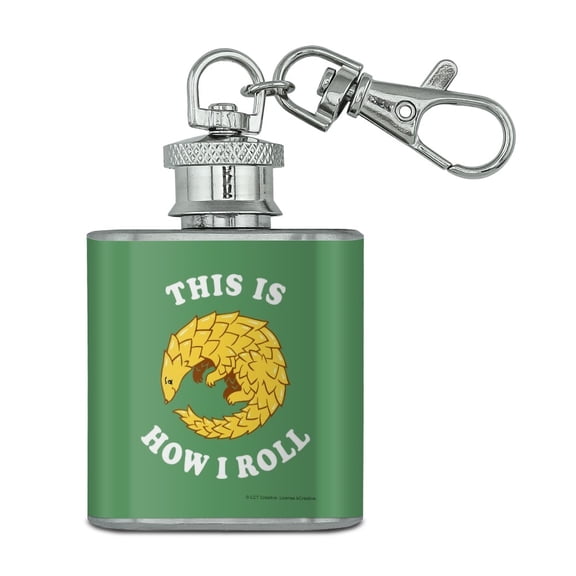 This is How I Roll Armadillo Funny Humor Stainless Steel 1oz Mini Flask Key Chain