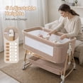 thumbnail image 2 of PRVAETU Baby Bassinet, 3-in-1 Baby Bassinet Bedside Sleeper with Wheels, Adjustable Easy Folding Portable Rocking Crib for Infant Newborn (Khaki), 2 of 6