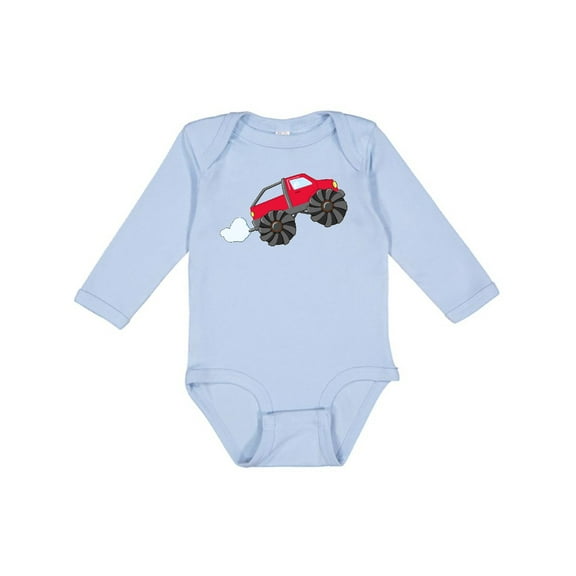 Inktastic Red Monster Truck Action Boys or Girls Long Sleeve Baby Bodysuit
