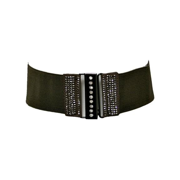 Bronze Elastic Waist Belt With Rhinestone Trim