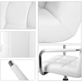 thumbnail image 4 of White Modern Faux Leather Mid-Back Swivel Office Chair with Armrests and Wheels, 4 of 5