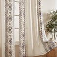 thumbnail image 3 of Linen Embroidered Drapes for Living Room 96 Inches Long Grey Boho Curtains 2 Panels for Bedroom Country Farmhouse Living Room Light Filtering Grommet Window Treatment 52x96 Inch, Grey on Beige, 3 of 7