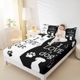 thumbnail image 4 of jejeloiu Pet Dogs Lovers Twin Sheet Sets,Kawaii Paws Twin Fitted Sheet,White Black Flat Sheet For Girl Boy,Breathable Home Decor,3pcs, 4 of 7