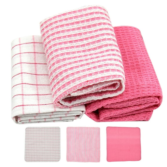 MEIBUTYUP 6-Pack Versatile Cotton Kitchen Towels Assorted Colors Absorbent Dish Cloths