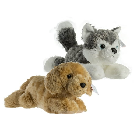 Aurora World Siberian Husky - Shadow and Golden Flopsie Plush (Best Toys For Siberian Huskies)