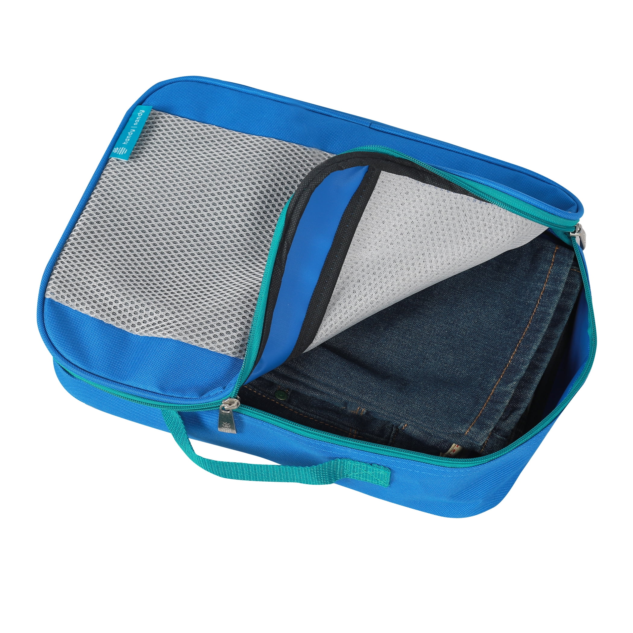 Handy Sandy Deluxe 5 PIECE Organizing Packing Cube Set (Solid Light Blue)