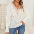 thumbnail image 2 of AherBiu Oversized Sweaters for Women Hollow out Batwing Long Sleeve V Neck Fall Casual Loose Knitted Pullover Tops, 2 of 7