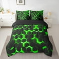 thumbnail image 2 of Manfei Geometric Honeycomb 7-Piece Twin Bedding Sets,Modern Minimalism Geometric Bedding Comforter Set,Green Black Hexagon Sheet Sets For Teens,Ultra Soft Home Decor Reversible, 2 of 8