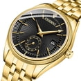 thumbnail image 2 of Men's Luxury Analog Quartz Gold Wrist Watches Business Stainless Steel Band Dress Wrist Watch Classic Calendar Date Window 3ATM Water Resistant, 2 of 8