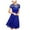 Blue, variant on Womens Crew Neck Long Sleeve Spring Fall Dresses,Women's Summer Casual Solid Color O-neck Side Zipper Short-sleeve Stitching Lace With A-line Dress Black
