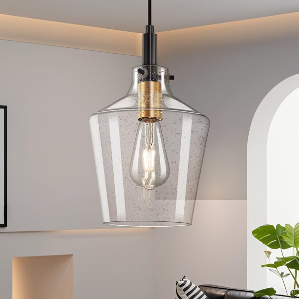 Lámpara Colgante Vaziden con Pantalla de Vidrio Semilla Ajustable de 20 cm