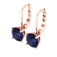 thumbnail image 2 of Clara Pucci 3Ct Blue Sapphire Round Cut VVS1 Lever Back Drop Dangle 14k Solid hypoallergenic Gold Designer Earrings For September, 2 of 7