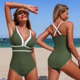 thumbnail image 3 of Tsesme Women’s One Piece Swimsuit Color Block Bathing Suit Deep V-Neck Push up Slimming Swimwear, 3 of 5