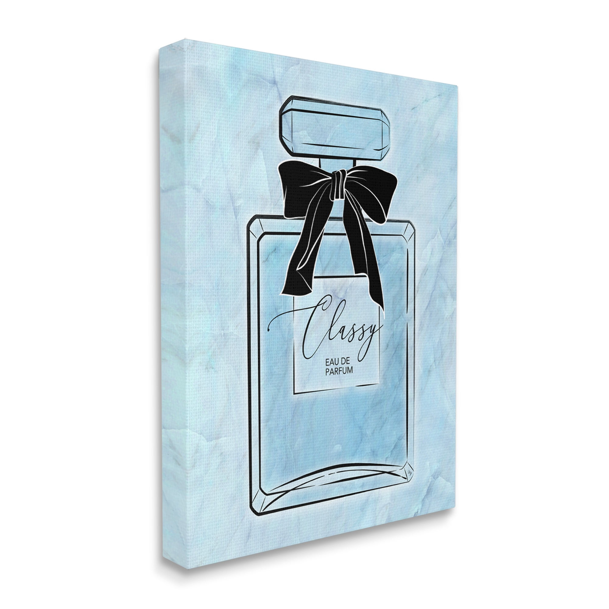 Stupell Industries Classy Blue Perfume Beauty & Fashion Painting Gallery Wrapped Canvas Art Print Wall Art, 24 x 30