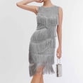 thumbnail image 4 of Women's Sequin Evening Gown 1920s Vintage Gatsby-Style Beaded Fringe Tank Evening Dress, 4 of 6