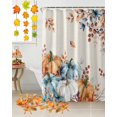 thumbnail image 3 of Fall Pumpkins Shower Curtain Set ，Waterproof Fabric Shower Curtains Thanksgiving Orange Blue Watercolor Eucalyptus Leaves Linen Shower Curtains for Bathroom,Bathroom Decor 54x"78", 3 of 7